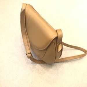 Leather Crossbody Bag in Camel, NEW